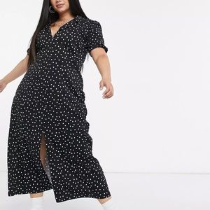 ASOS DESIGN Curve ultimate midi tea dress in black polka dot